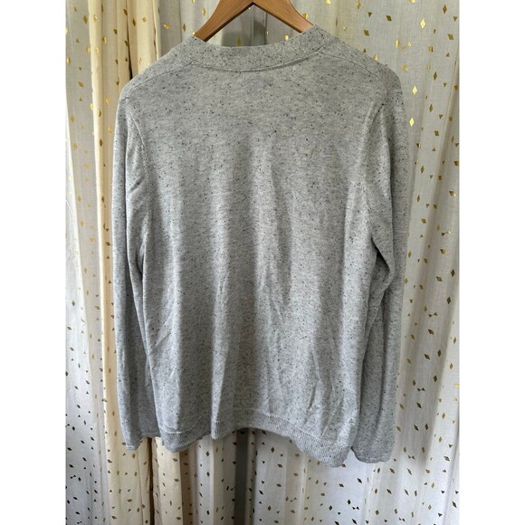 Croft & Barrow Long Sleeve Gray Confetti Speckled Front Pockets Open Cardigan M - Picture 5 of 8
